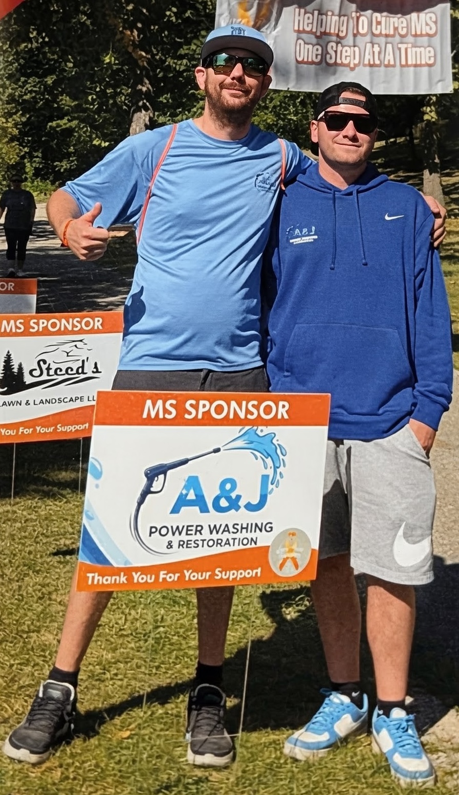 A&J Power Washing team as proud MS sponsors